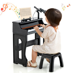 37-Key Electronic Piano Keyboard with Adjustable Microphone-Black