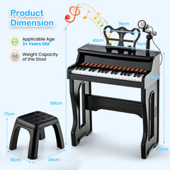 37-Key Electronic Piano Keyboard with Adjustable Microphone-Black