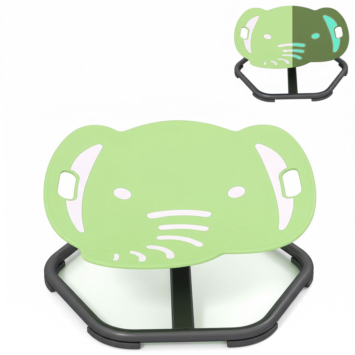 Elephant-Shaped Spinning Chair for Autistic and ADHD Kids with Dual Side Handles and Build Balance-Green
