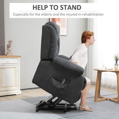 HOMCOM Power Lift Recliner Chair with Massage, Overstuffed Lift Chair for Elderly with Footrest, Remote, Side Pocket, Dark Grey