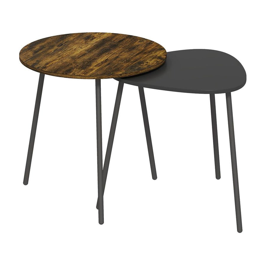 HOMCOM Nesting Side Table Set of 2 - Rustic Brown