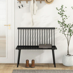 Entryway Bench for 2 Windsor Bench with Spindle Back-Black