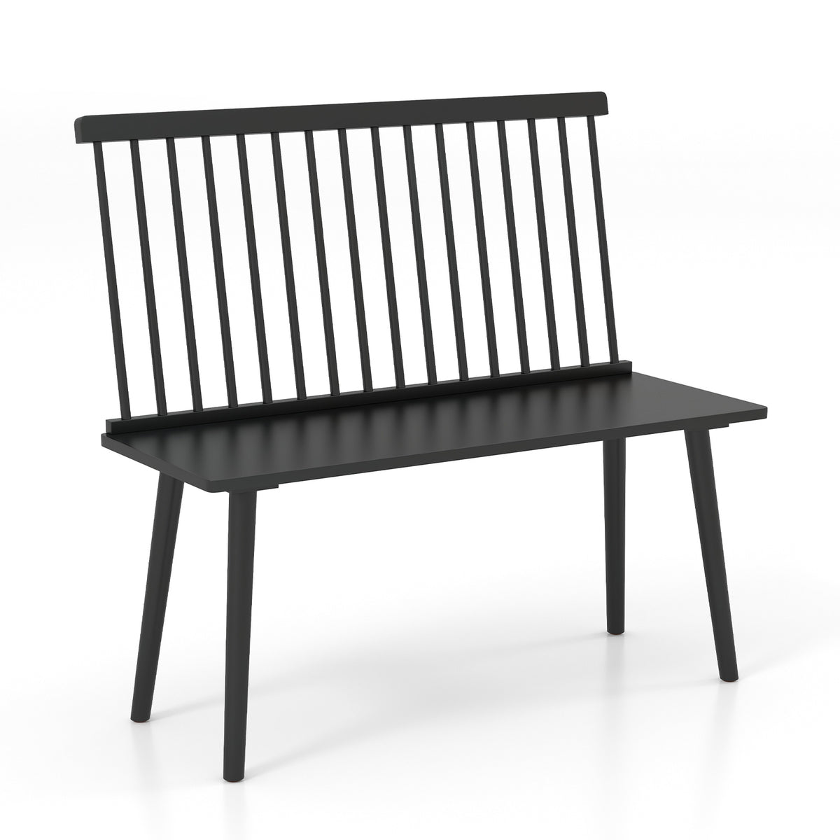 Entryway Bench for 2 Windsor Bench with Spindle Back-Black
