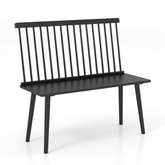 Entryway Bench for 2 Windsor Bench with Spindle Back-Black