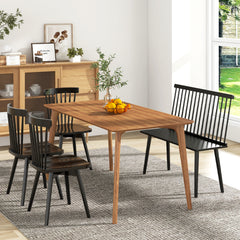Entryway Bench for 2 Windsor Bench with Spindle Back-Black