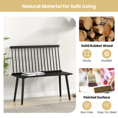 Entryway Bench for 2 Windsor Bench with Spindle Back-Black