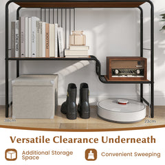 2-Tier Console Table with Storage Shelf and Metal Frame