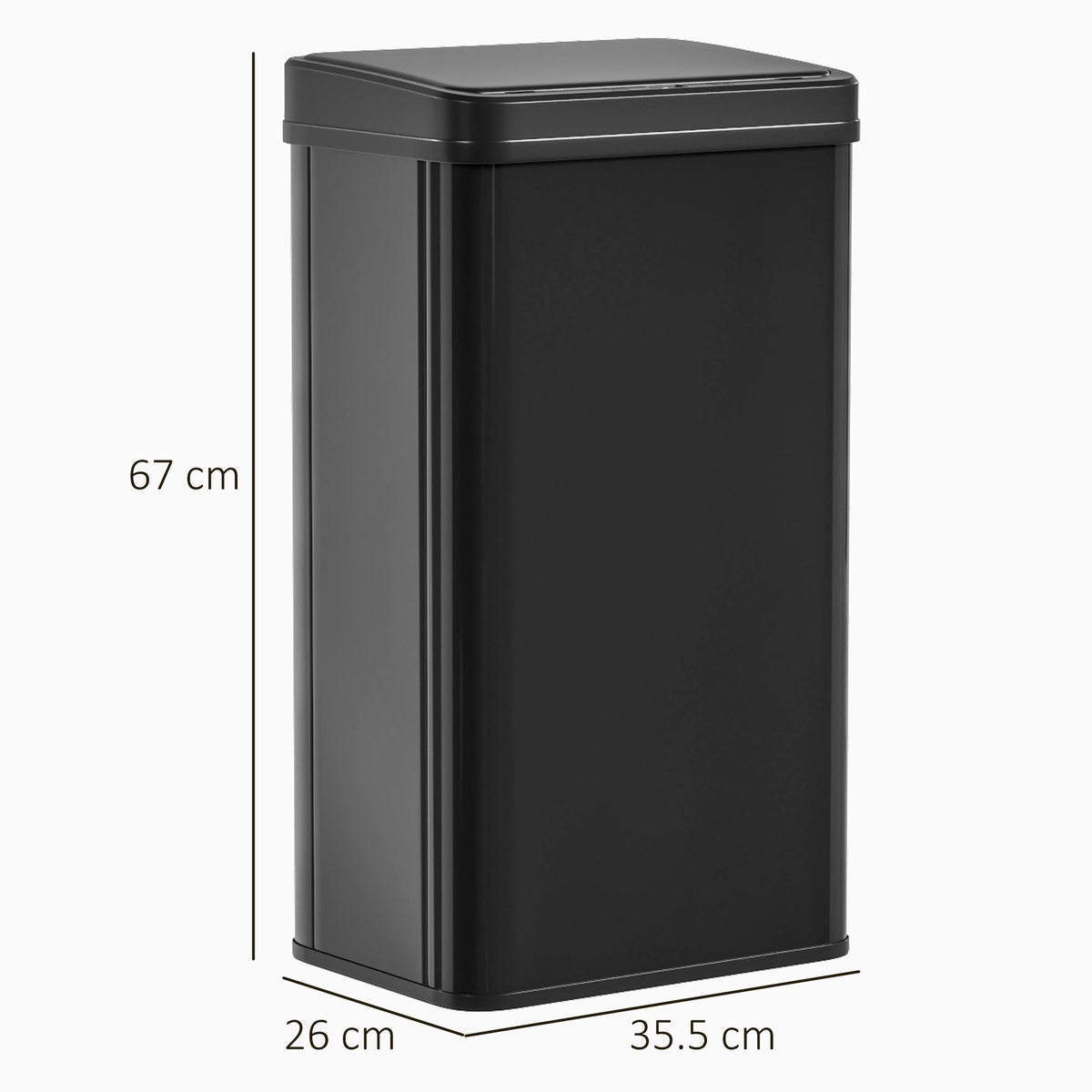 HOMCOM 50L Sensor Bin with Soft-Close Lid, Stainless Steel Automatic Touchless Motion Sensor Kitchen Bin, Black