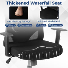 The office chair seat cushion highlighted with details about the sponge and mesh fabric