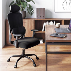 Ergonomic Office Chair with Headrest High Back Desk Chair-Black