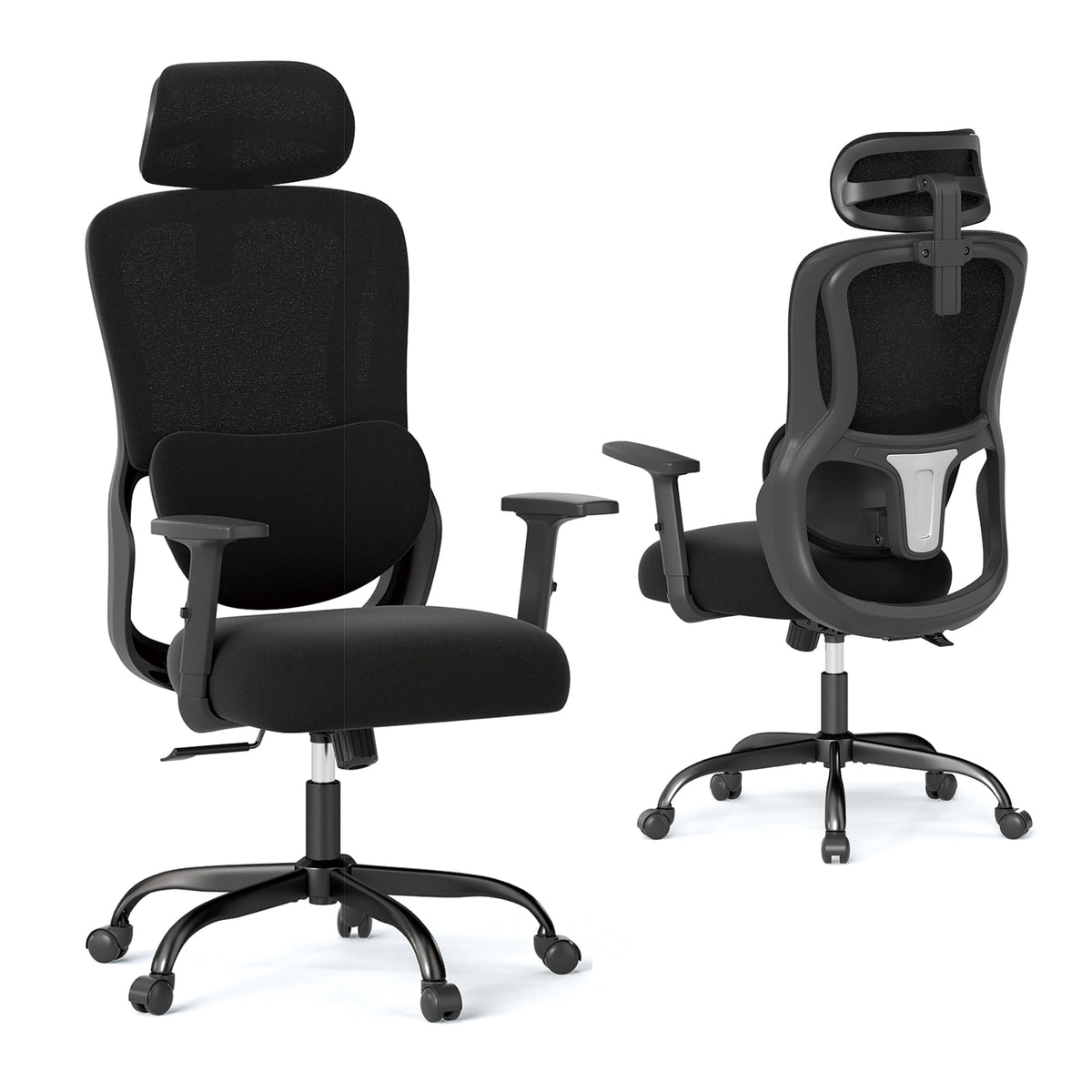 Ergonomic Office Chair with Headrest High Back Desk Chair-Black