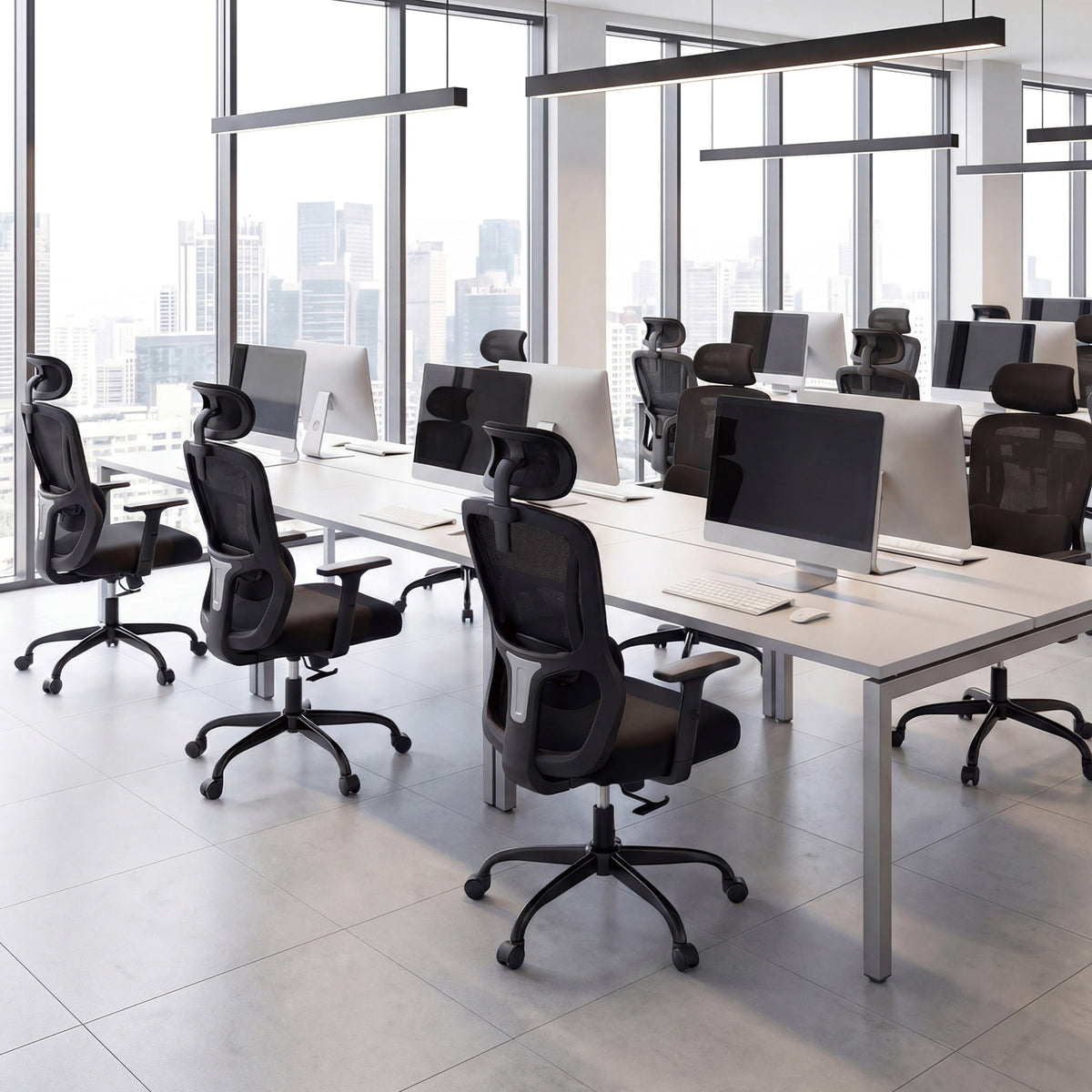 Ergonomic Office Chair with Headrest High Back Desk Chair-Black