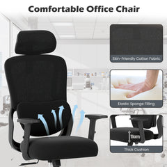 Ergonomic Office Chair with Headrest High Back Desk Chair-Black
