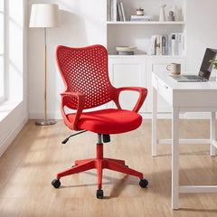 Ergonomic Office Chair with Padded Cushion and Butterfly Backrest Adjustable Swivel-Red