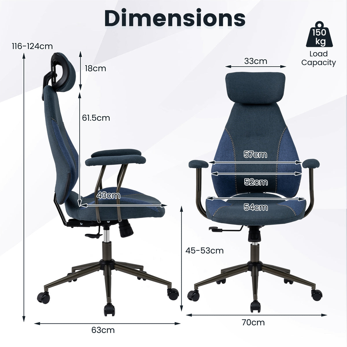 Ergonomic Office Chair with Suede Fabric and 2D Headrest