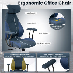 Ergonomic Office Chair with Suede Fabric and 2D Headrest