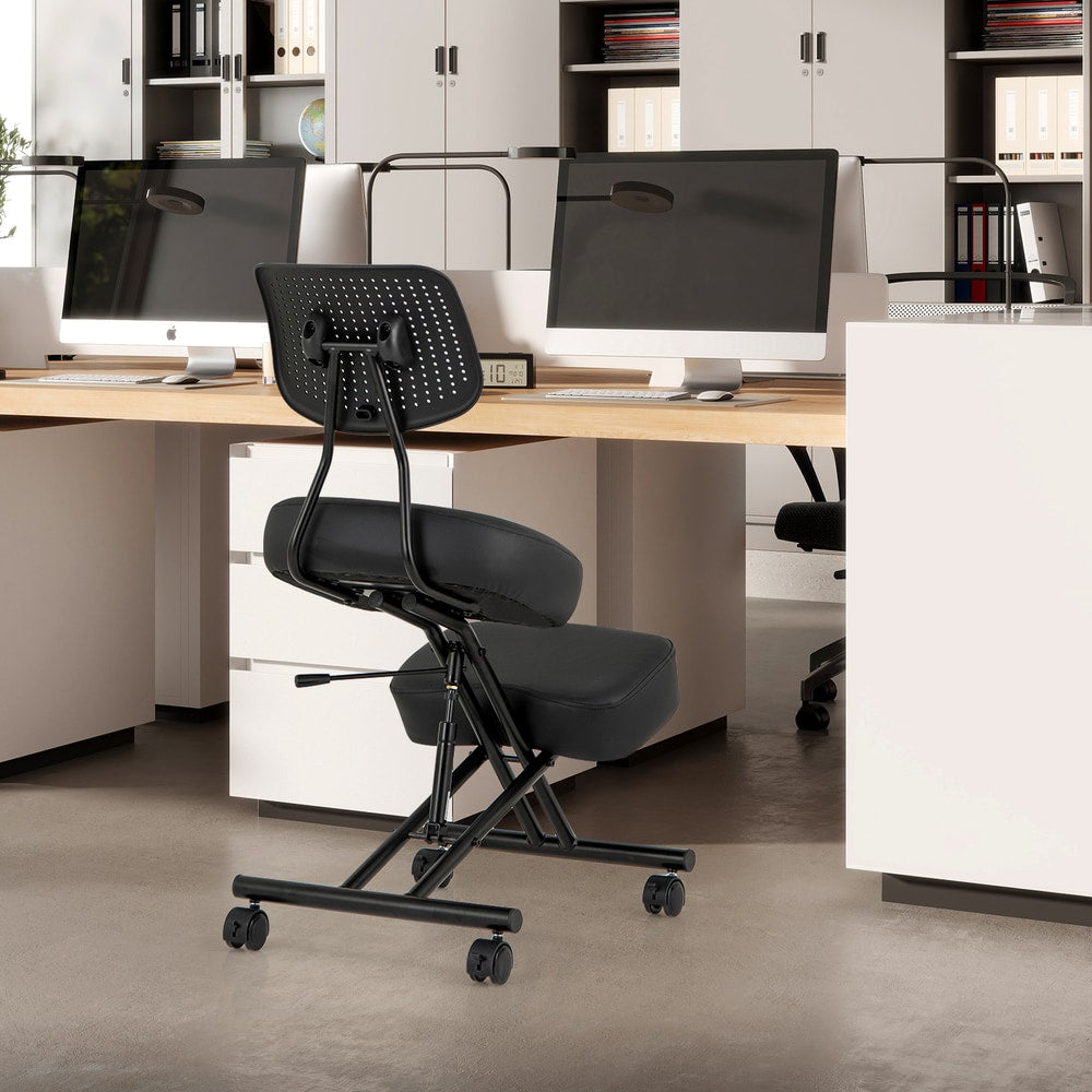 The office chair in a modern office environment with desks and computers