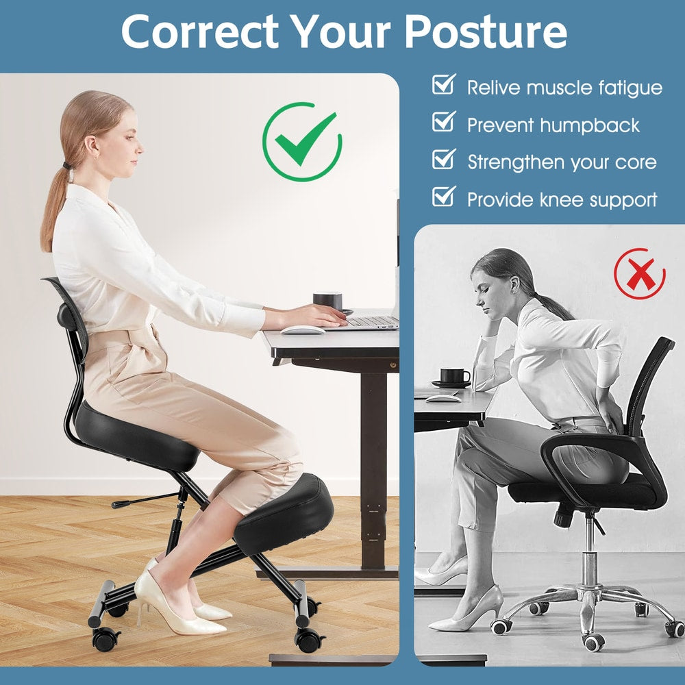 Comparison of correct and incorrect posture while using office chairs