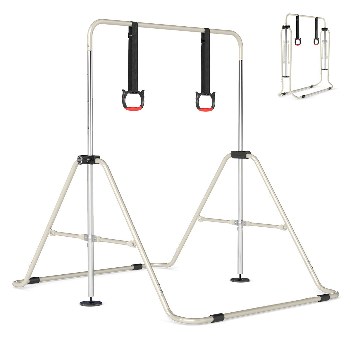 Expandable Gymnastic Bar for Kids 4-Level Height Adjustable Gymnastic Bar-Beige