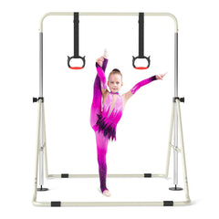 Expandable Gymnastic Bar for Kids 4-Level Height Adjustable Gymnastic Bar-Beige