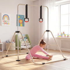Expandable Gymnastic Bar for Kids 4-Level Height Adjustable Gymnastic Bar-Beige