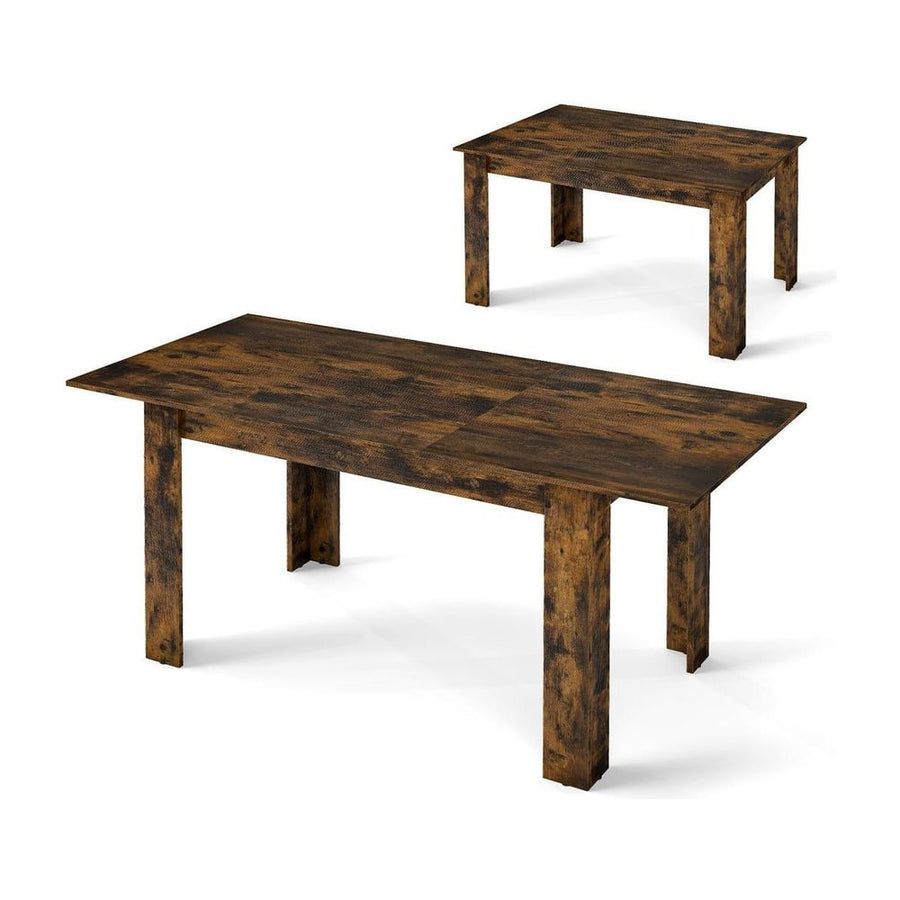 Extendable Dining Table with Adjustable Tabletop-Brown
