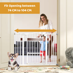 Extra Wide Walk Through Pet Gate for 74-104 cm Openings-White