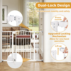 Extra Wide Walk Through Pet Gate for 74-104 cm Openings-White