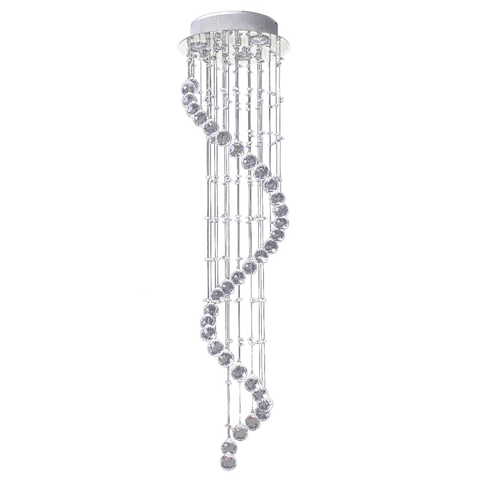 HOMCOM Modern Crystal Chandelier Ceiling Light Pendant Lamp Chrome Finish Glass Droplets New, 30 x 120cm