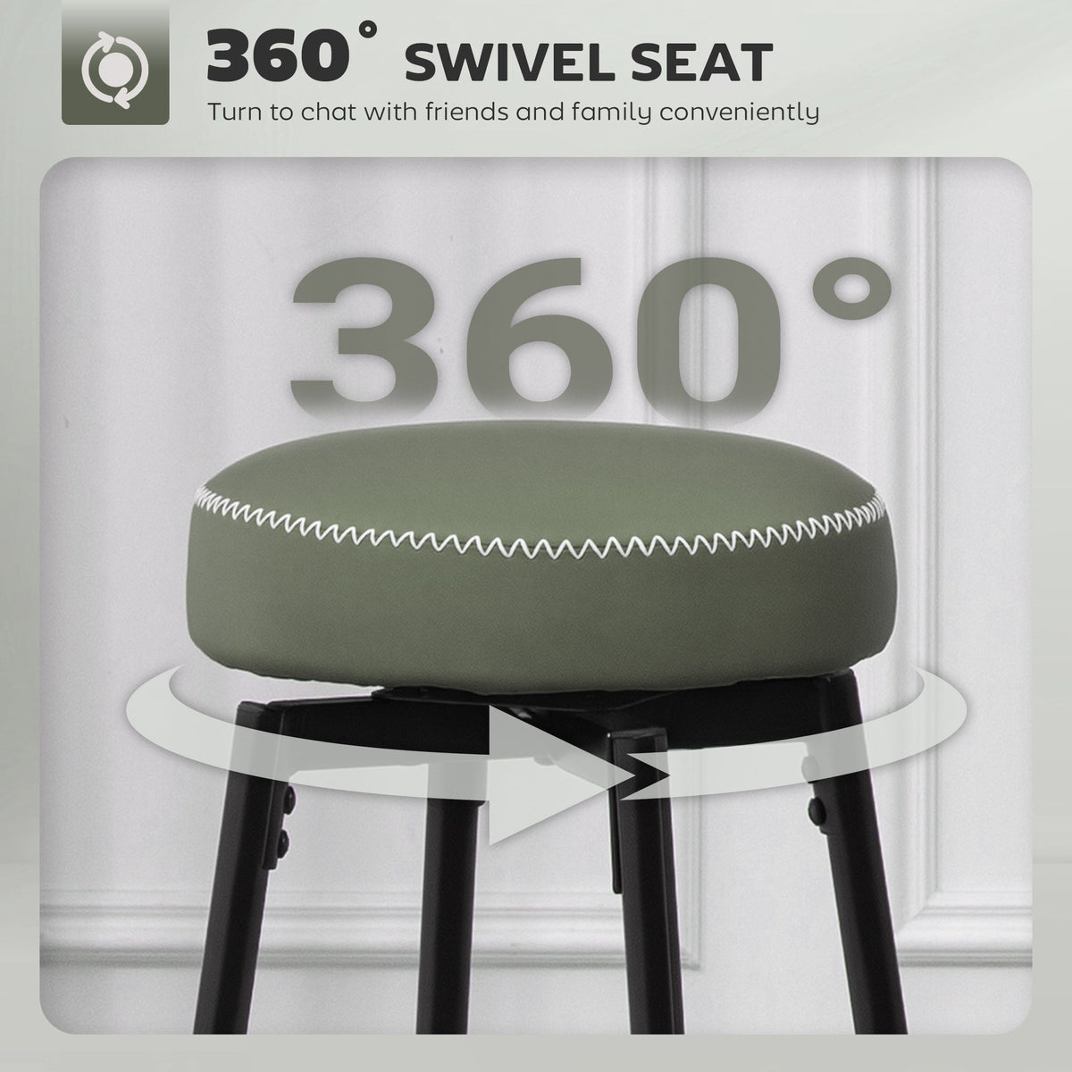HOMCOM Set of Two Faux Leather Bar Stools - Green/Black