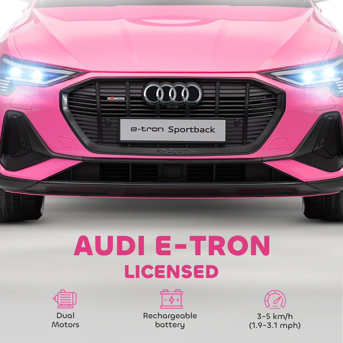 HOMCOM 12V Kids Electric Ride on, Electric Car for Kids with Parental Remote, Music, Lights, Suspension Wheels, Pink