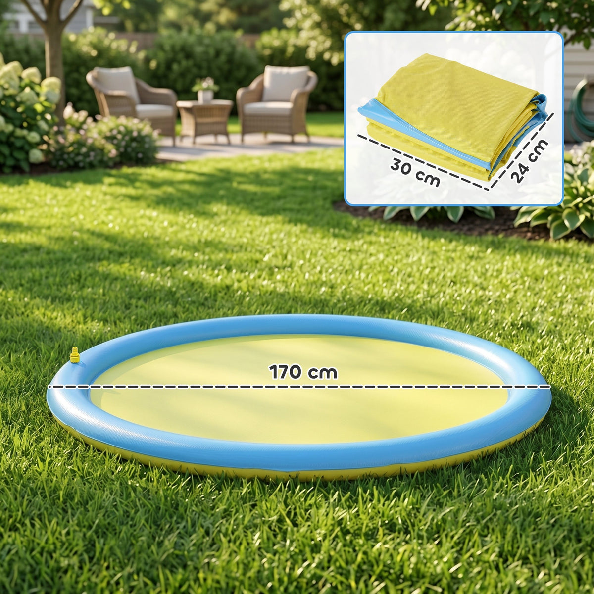 PawHut Dog Splash Pad for Garden, Patio, Summer Fun, 170 cm