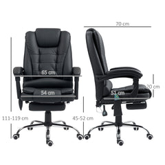 Vinsetto Office Chair with 6 Point Massage and Back Heat, PU Desk Chair with Footrest Adjustable Height and Swivel Wheels, Back Reclining, Black