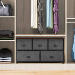 Fabric Drawer Cabinet for Wardrobe, Bedroom, Living Room-Black & Grey