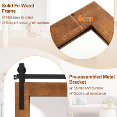 Farmhouse Bathroom Wall Mirro with Fir Wood Frame-Brown