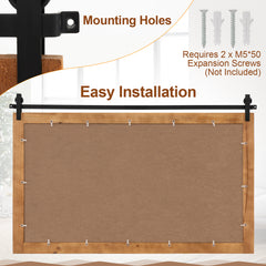 Farmhouse Bathroom Wall Mirro with Fir Wood Frame-Brown