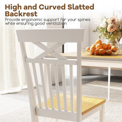 Close up of the backrest of a farmhouse dining chair
