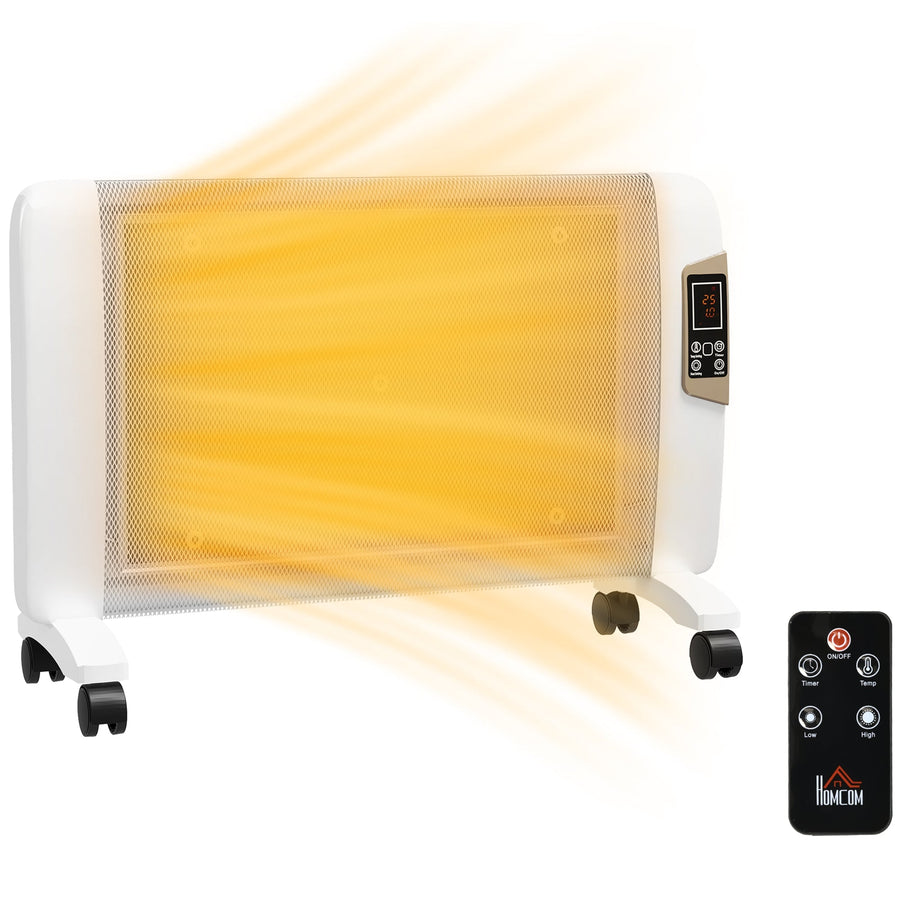 HOMCOM Mica Electric Space Heater, Portable Heater for Home with 2 Heat Settings, Living Room, Study, Garage, Adjustable