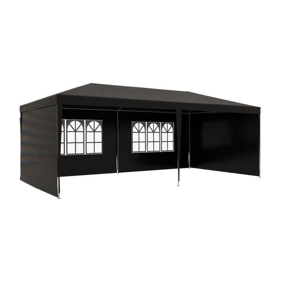 Outsunny 6 x 3 m Party Tent Gazebo Marquee Outdoor Patio Canopy Shelter with Windows and Side Panels Black