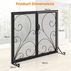 Fireplace Set with Outdoor Fireplace Grate and Double Door Fireplace Screen Flat Fire Guard