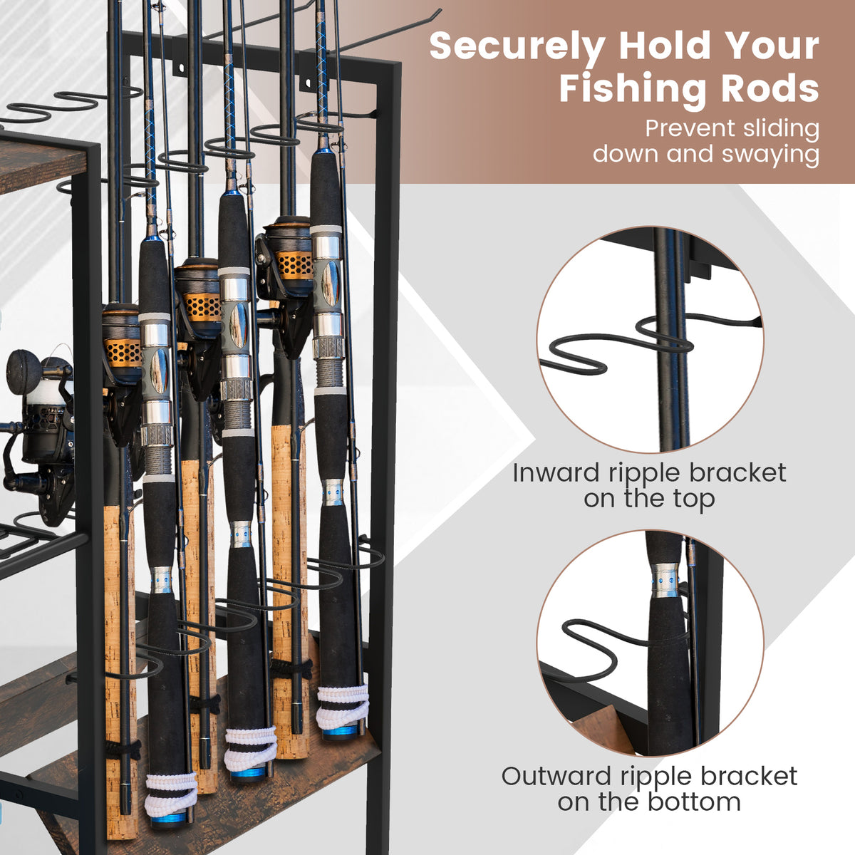 Fishing Rod Holder with Lockable Universal Wheels