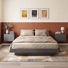 Floating Nightstand Set of 2 in Grey