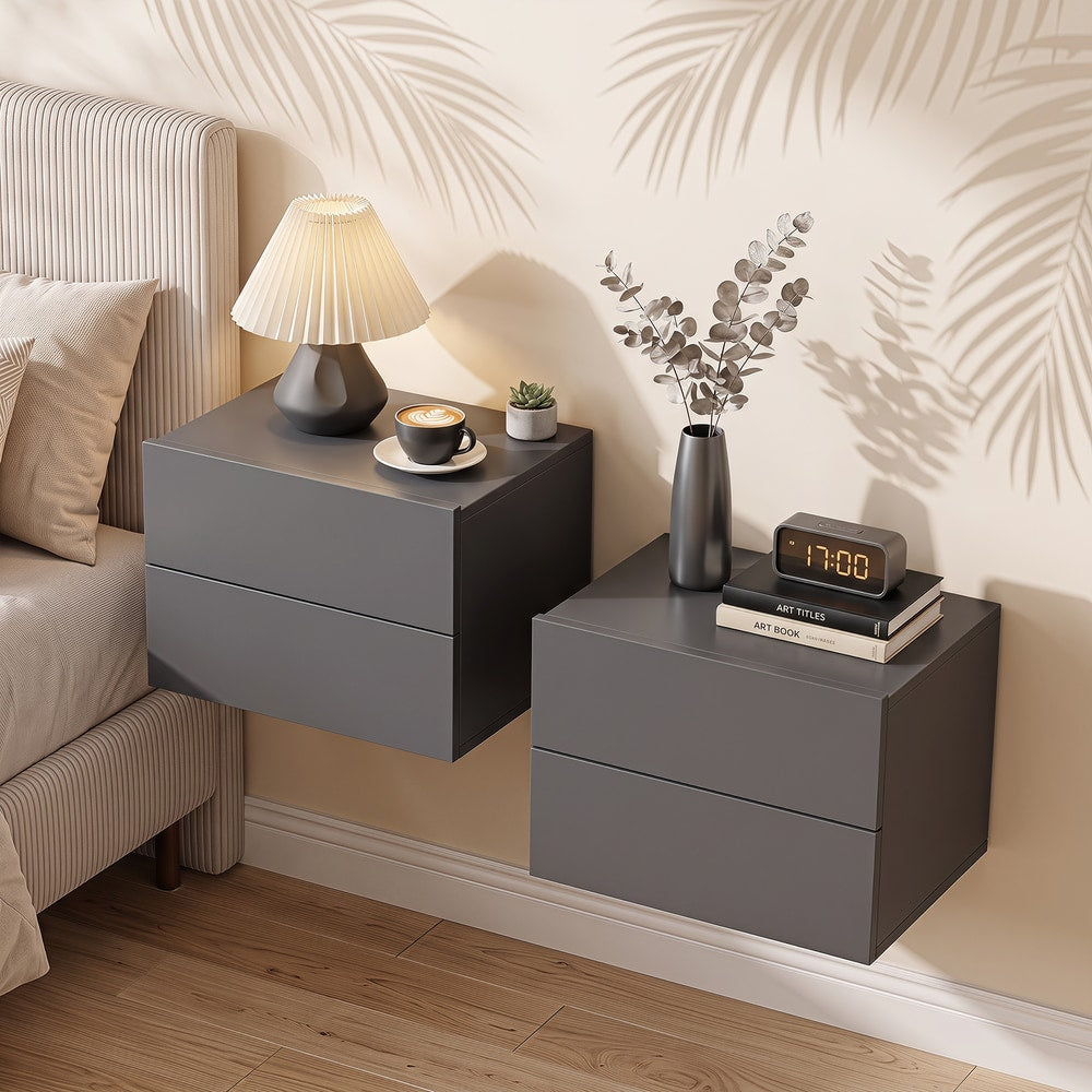 Floating Nightstand Set of 2 in Grey
