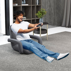 Floor Gaming Chair for Adults with Back Support and Adjustable 6-Position-Grey
