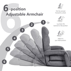 Adjustable Folding Floor Lazy Chair with Pillow-Grey