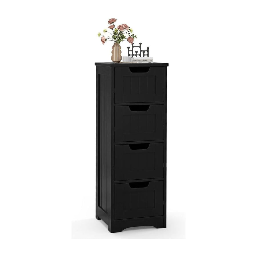 Floor Storage Cabinet Freestanding Bathroom Cabinet with 4 Drawers-Black