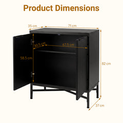 Fluted Sideboard Buffet Cabinet with 2 Doors and Adjustable Shelf-Black