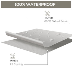 Outsunny Outdoor Garden Furniture Cover Waterproof, Anti-UV 600D Heavy Duty Oxford Fabric Patio Furniture Cover for Rectangular Sofa Table Set, Grey, 210 x 140 x 80 cm