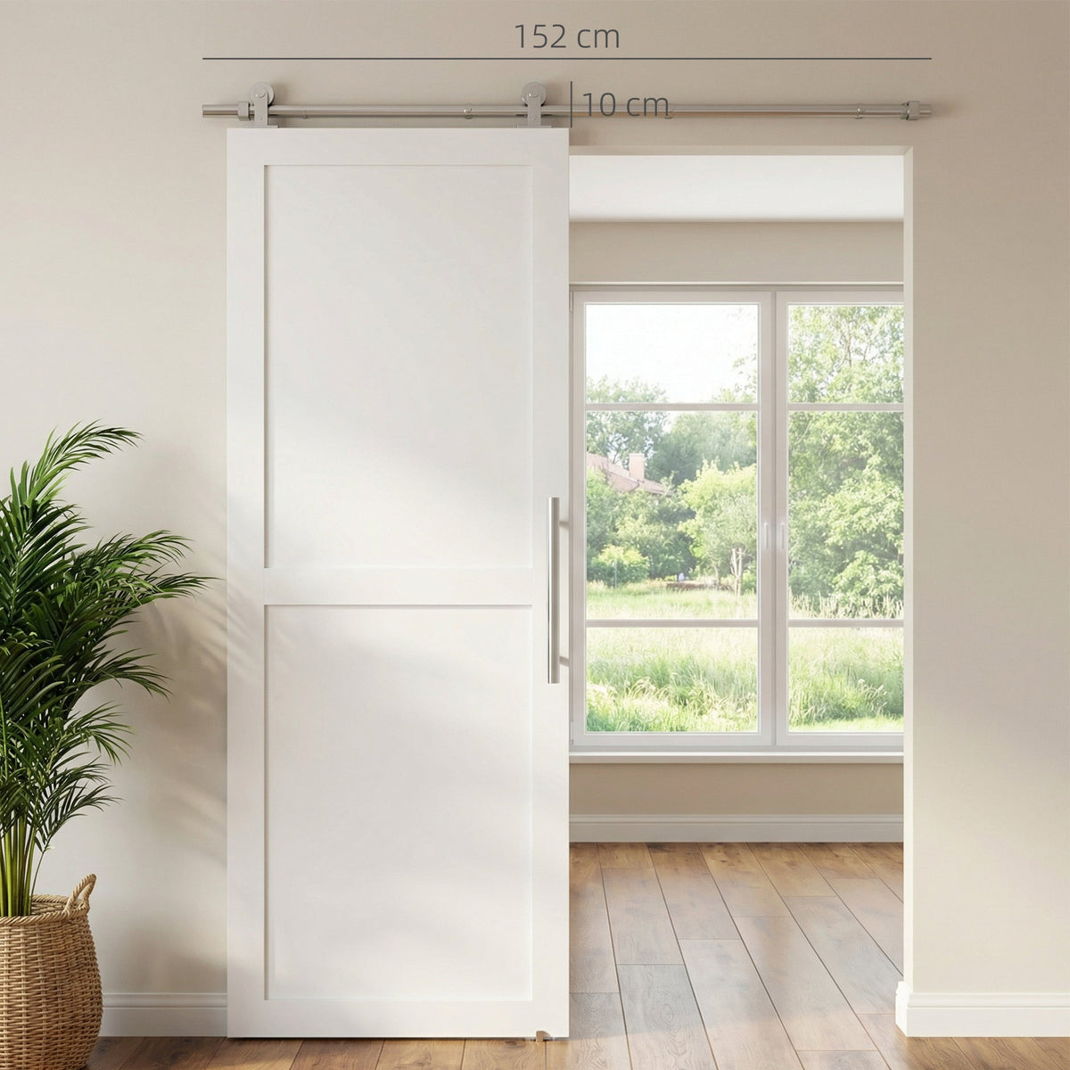 HOMCOM Sliding Door Hardware Kit Heavy Duty 304 Stainless Steel 152 cm Wide Door Silver Tone - product image 3