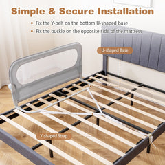 Illustration showing how to install the bed rail with straps